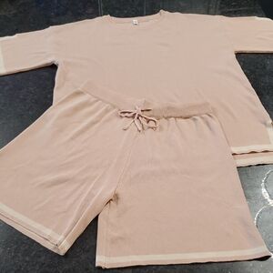 Light Peach Loungeware Set Includes Shorts And Shortsleeve Top